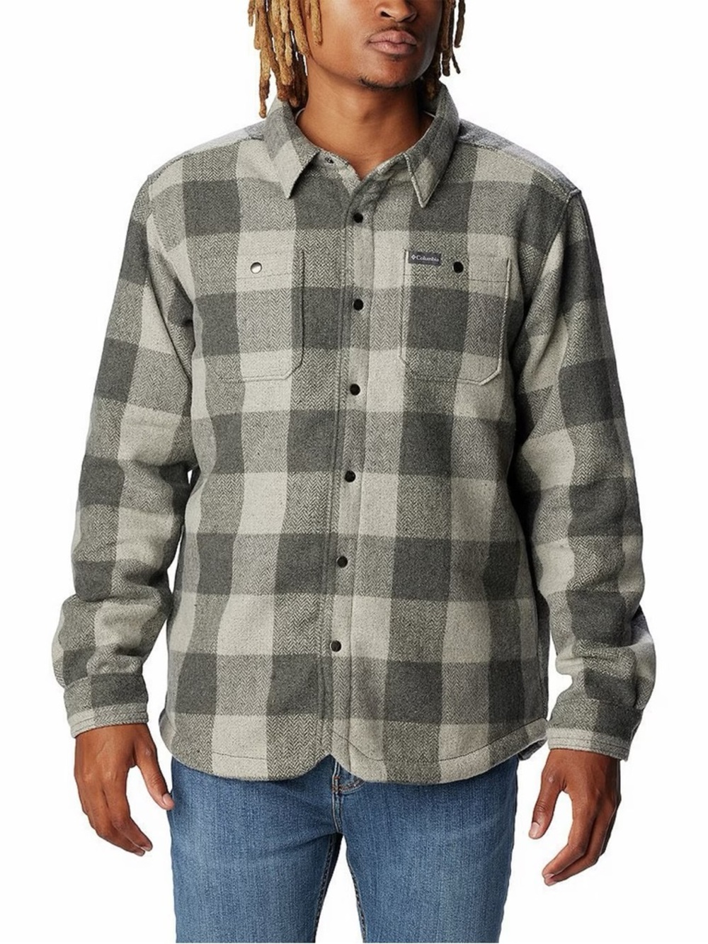 Columbia Windward™ II Grey Plaid Snap-Front Shirt Jacket Size XL